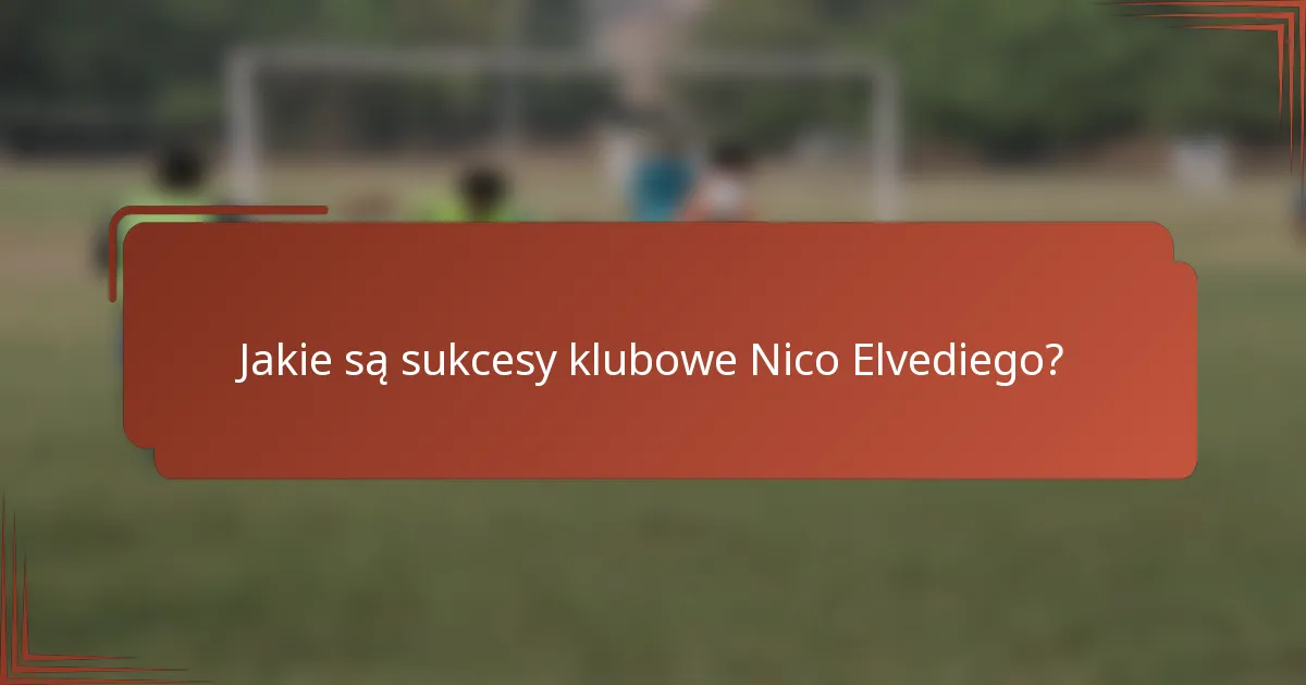 Jakie są sukcesy klubowe Nico Elvediego?