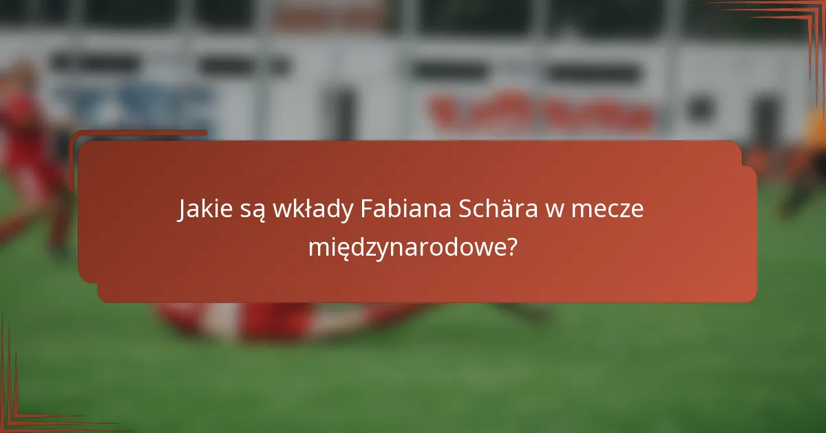 Jakie są wkłady Fabiana Schära w mecze międzynarodowe?